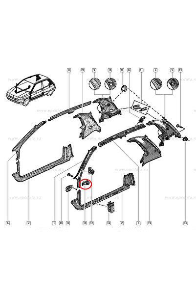 RapidAuto Agrafa fixare panouri stalpi Renault Clio 1, Laguna, Clips Original...