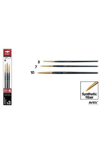 Artix Set 3 pensule Artix, sintetice pentru pictura, varfuri rotunde nr. 3/7/...