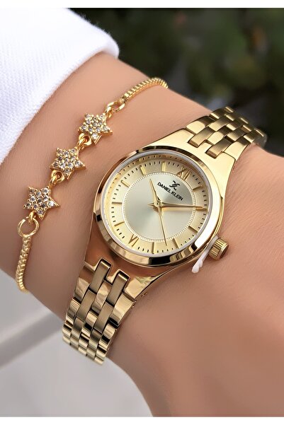 Daniel Klein Minimal Kasa - Women's Wristwatch - Gold Color - with Bracelet Gift