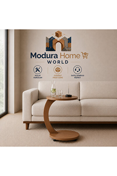 Modura Home Tekerlekli C Sehpa Yan Sehpa Zigon Sehpa Servis Sehpası Atlantik Çam