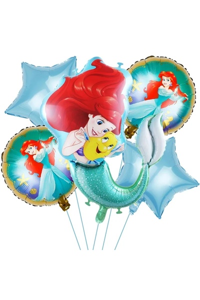 Baloane Vesele Set 5 Baloane Folie Mica Sirena Ariel - Decor Aniversar SET323