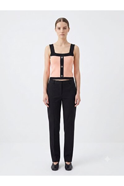 onno style women Sleeveless Strappy Women's Knitted Blouse with Button Detail