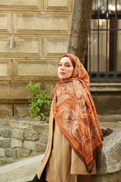 ENRİCO FERRİ Petra Ethnic Pattern Shawl - Orange