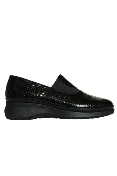 Platin Black Patent Leather Print Women's Comfort Casual Sneakers