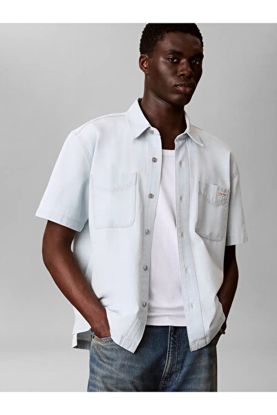 Calvin Klein SHORT SLEEVE SHIRT B, VOL, S Erkek Mavi Gömlek