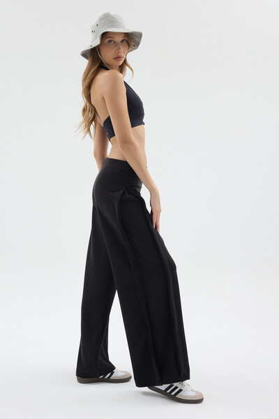 TLG TLG GİYİM Women's Original Modal Fabric Stitched High Waist Loose Pants