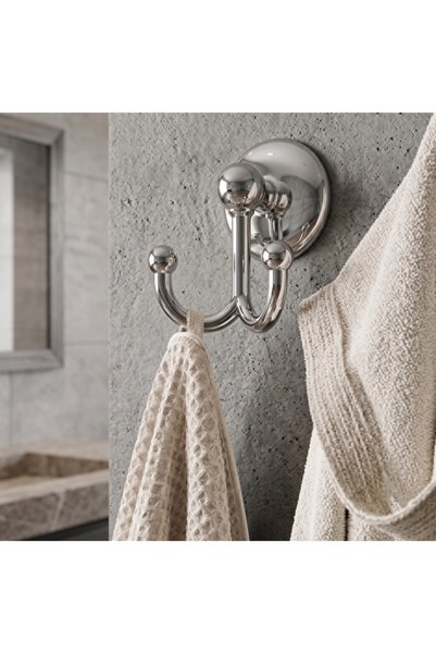 EMPA METAL Classic Series Chrome Stainless Steel Set of 5 with Cover Wc Paper Holder Long Towel Holder Luxury Robe Holder with Cover Solo Towel Holder Brush Holder