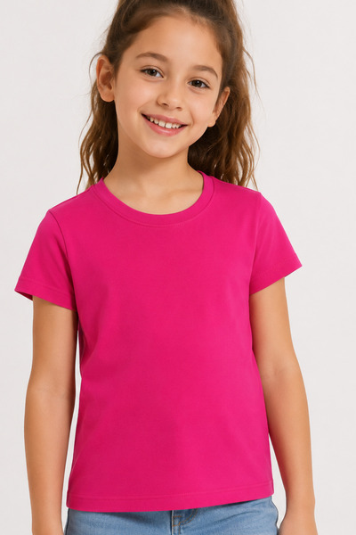 KİAGU Fuchsia Short Sleeve Basic T-Shirt - Non-Sweating Flexible Fabric Cotto...