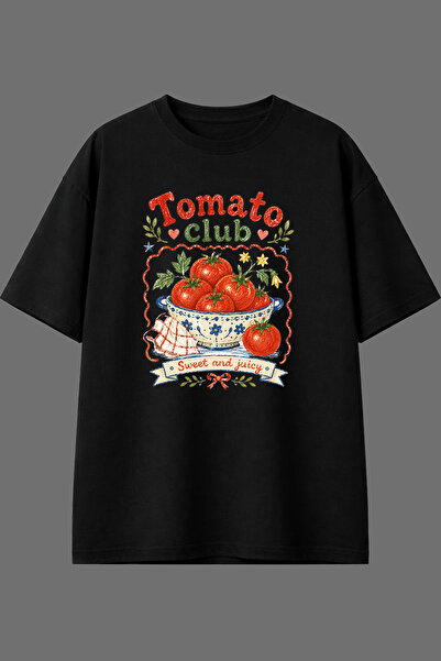 VSRN Μπλουζάκι Tomato Group Design με προεκτυπωμένο σχέδιο μπροστά, μαύρο, ov...