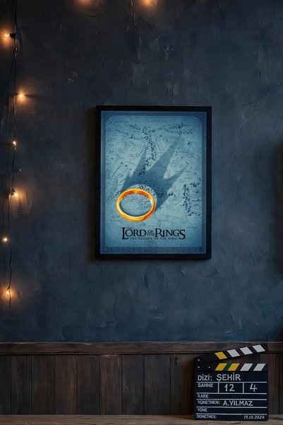 Halura Lord of The Rings Desenli Ahşap Görünümlü Çerçeve | 15x21, 21x30, 30x4...
