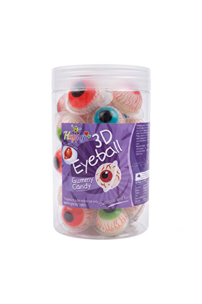 Happy 3D Strawberry Ball Gummy Candy Jar 240g – Chewy Fruit-Flavored Gummies,...