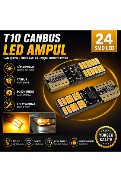 İyem T10 24 Led Turuncu Canbus Ultra Yüksek Işık - 2 Adet