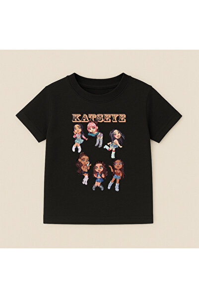 SVART WEAR تي شيرت قطني مطبوع عليه Katseye برقبة دائرية وأكمام قصيرة للأطفال ...