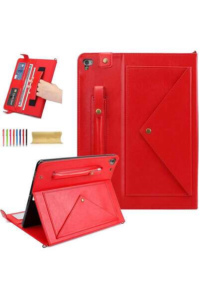 SIGLOO Husă Clamshell Piele PU pentru iPad 9.7 Air 1/2 iPad 5/6 Business Roșu...