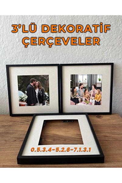 Yapışkanlı Sök Tak Paspartulu 14 X 14 Cm Çerçeveler - Ekonomik Avantajlı Paket