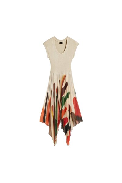 Desigual Γυναικείο Καθημερινό Φόρεμα 26SWVK39 Μπεζ