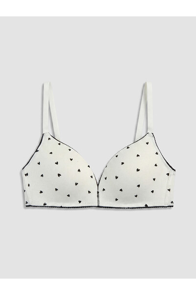 LC Waikiki Peak New Season Non-Padded Heart Patterned Triangle Bra Without Un...