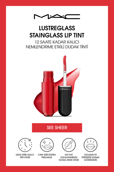 M.A.C Lustreglass StainGlass Lip Tint - 12 Saate Kadar Kalıcı Nemlendirme Etk...