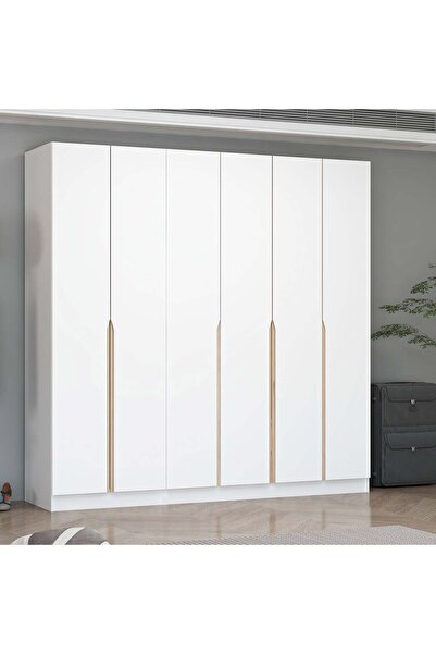 Minar Alin 6 Kapaklı 2 Gizli Çekmeceli Gardırop - Elbise Dolabı - J Soft Kulp...