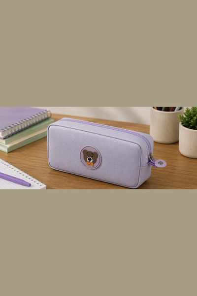 NEMO BAGS Unisex Lilac Pen Holder, Single Compartment Pencil Case, Teddy Bear...
