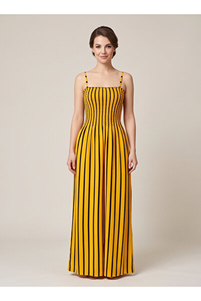 gökçesu Women's Thin Straps, Gipeli Stretchy Chest Detail, Maxi Length, Soft ...
