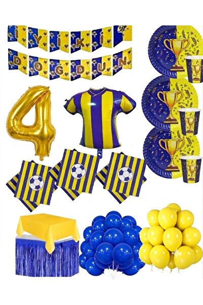 Mehca 24 Person Yellow Navy Blue (Fb) Fan Uniform 4-Year-Old Foil Birthday Co...