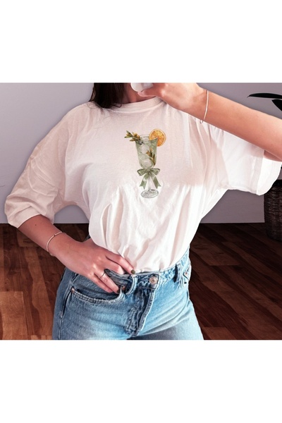 Grafftee Clothing تي شيرت كبير الحجم مطبوع عليه كوكتيل للجنسين