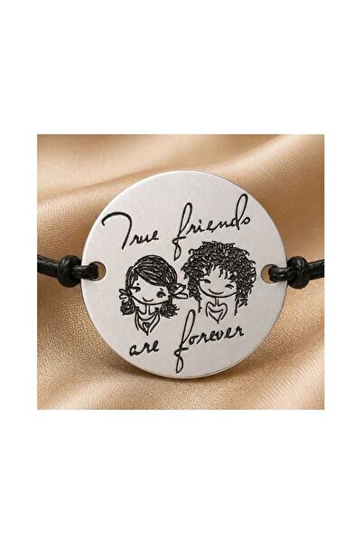 Simoshop Bratara cu snur reglabil si banut din Argint 925 - True Friends Are ...