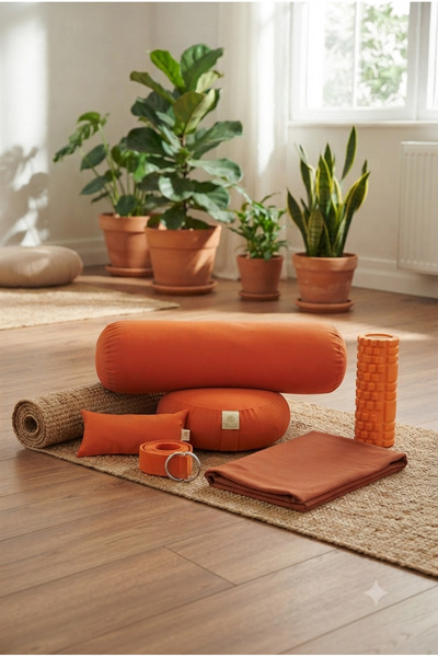 SUNYOGA 6'lı Yoga Meditasyon Seti Zafu Bolster Battaniye Kemer Roller