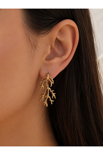 Bymiel Gold Sea Coral Figured Stainless Steel Women's Earrings – Modern Design