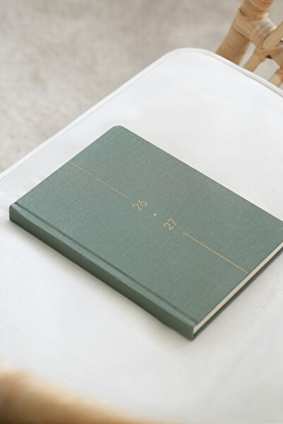Matt Notebook 2026-2027 A5 Linen Academic Planner 15X21 cm - 17 Months Green
