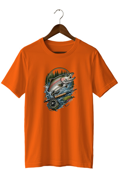 remonz Unisex Salmon Fish Print T-Shirt – Fly Fishing and Outdoor Themed Crew...
