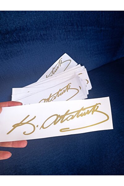 UAStudio GOLD renk M.Kemal Atatürk imzası 20cm sticker araç oto uyumlu