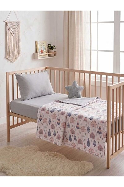 Terzi Ömer Double Layer Forest Houses Patterned Muslin Blanket Baby Bedding S...