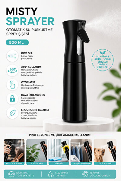 CLARİS Misty Sprayer 500 ml Otomatik Su Spreyi Kuaför Berber Suluk İnce Sis P...
