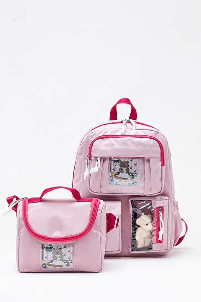 WANDER BAG Kawaii Teddy Bear Design 2-Piece School Bag Set - Backpack and Lun...