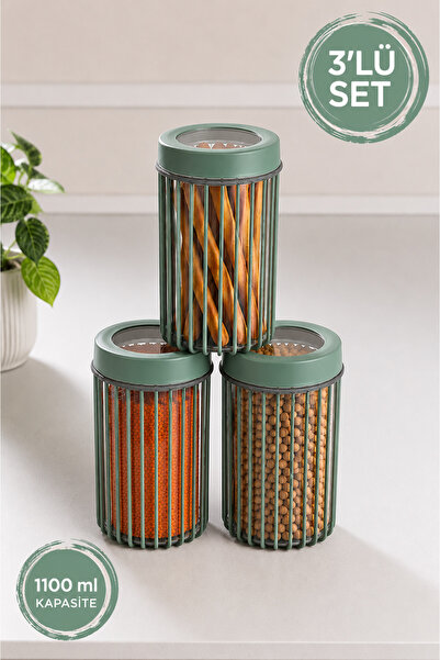 Stile Cucina 3-Piece Linea Round Storage Container 1.1 Liter Gray