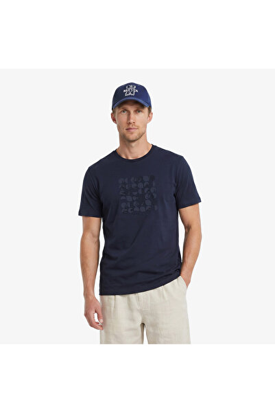 Nautica Erkek Lacivert Regular Fit Baskılı T-Shirt