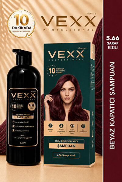vexx maestro Vexx Professional Beyaz Kapatıcı Pratik Boya Şampuan (Şarap Kızı...