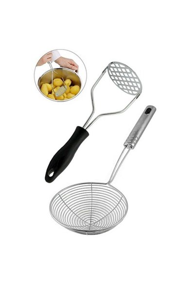 Empressco Steel Potato Masher and Oil Strainer 12 Cm, Durable and Practical Use