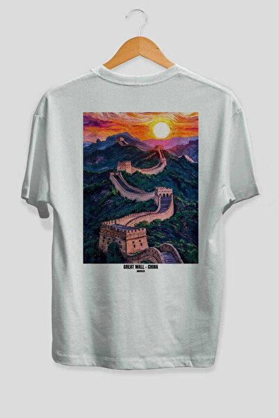 Ankhises Μπλουζάκι Unisex με στάμπα στην πλάτη China Great Wall 2 White Overs...