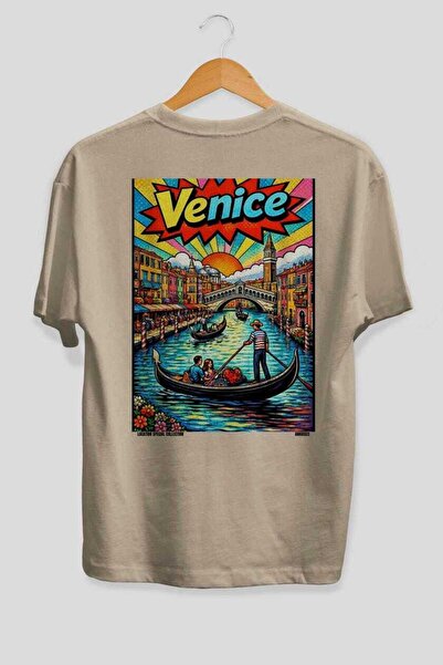 Ankhises Venice Italy Beige Oversize Country City Back Printed Unisex T-Shirt...