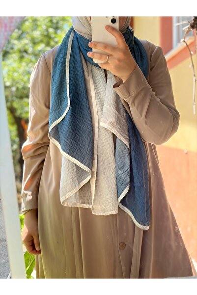 Mehru Scarfs Double Color Gradient Muslin - Sand Shawl - Non-Slip Texture - S...