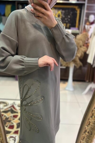 behrem Laser Embroidered Natural Beaded Tunic