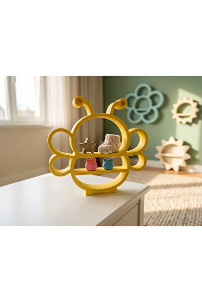Baby Darling %100 Doğal Arı Dekoratif Raf - Figür, Araba, Mini Oyuncak Standı (23cm Yükseklik)