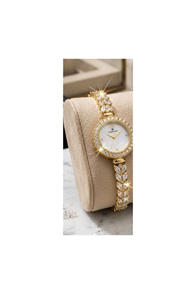 FANDER BLUE Fender Blue Flora Classic Women's Watch with Inlay - Gold and Whi...