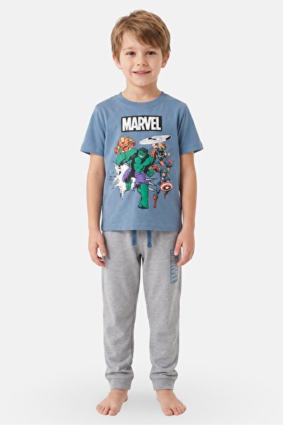 Marvel Kids Boy 2 Pieces Brand Logo Top And Pants Sleepwear Set, Multicolor