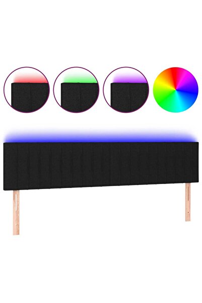 vidaxl Tăblie de pat cu LED, negru, 200x5x78/88 cm, textil