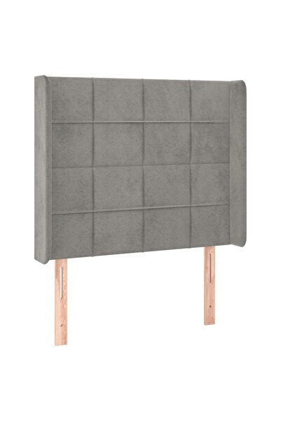 vidaxl Tăblie de pat cu aripioare gri deschis 103x16x118/128cm catifea