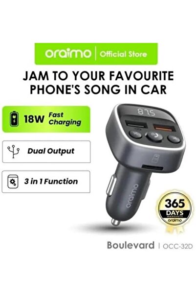 oraimo Boulevard 18W Bluetooth Car Charger – Chrome | Dual USB Fast Charging,...